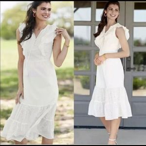 Matilda Jane Sweet as Sugar Beach ruffle white dress size L NEW